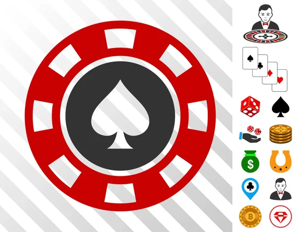 Casino van Spades Chip pictogram met Bonus — Stockvector