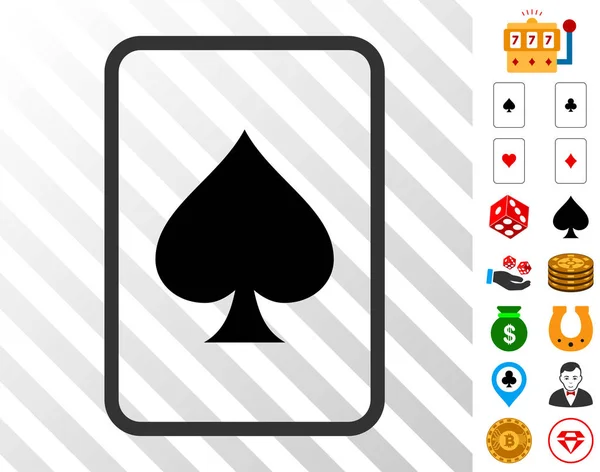 Piky v hazardu ikonu karty s bonusem — Stockový vektor