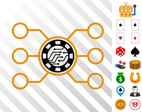 Casino Chip krets ikonen med Bonus — Stock vektor