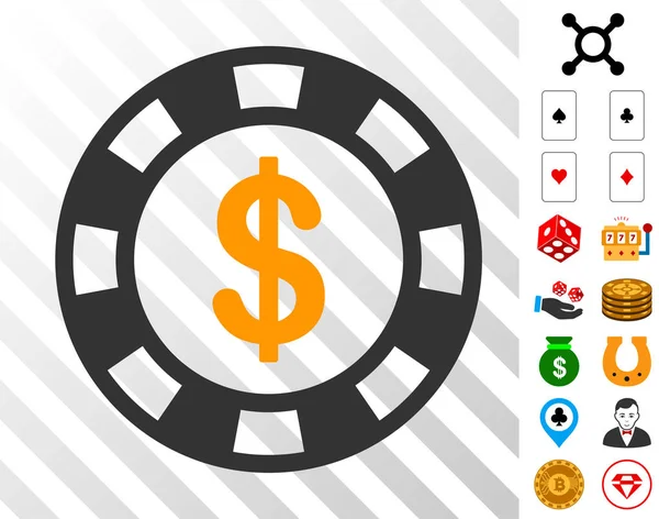 Het icoon van de Chip van de dollar Casino met Bonus — Stockvector