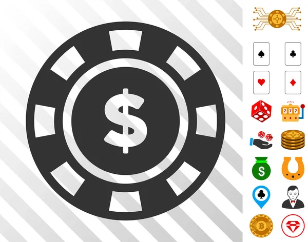 Bonus ile dolar Casino çip simgesi — Stok Vektör