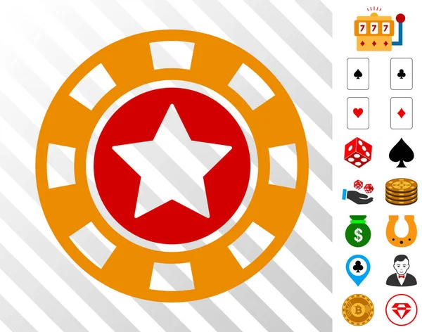 Star Casino Chip Symbol mit Bonus — Stockvektor