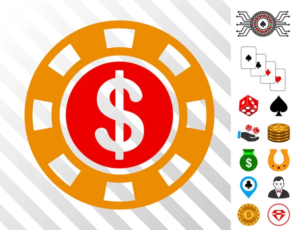 Het icoon van de Chip van de dollar Casino met Bonus — Stockvector