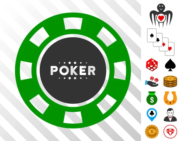Poker Casino Chip Icon with Bonus — Stock Vector