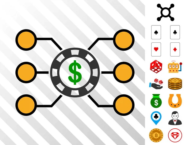 Het icoon van het Circuit van Casino Chip met Bonus — Stockvector