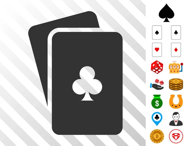 Hrací karty ikona s Bonus kluby — Stockový vektor