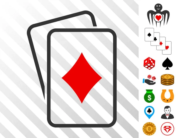 Diamanty hazardní hry ikonu karty s bonusem — Stockový vektor