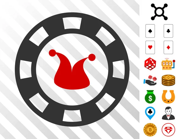 Bonus ile joker Casino çip simgesi — Stok Vektör