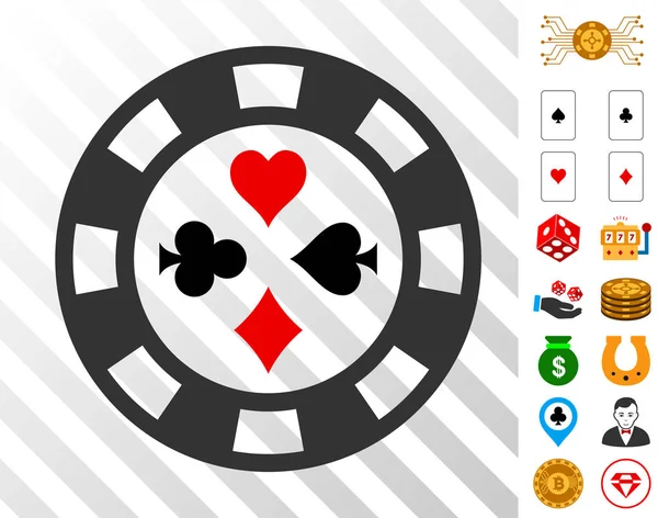 Poker Casino Chip Symbol mit Bonus — Stockvektor