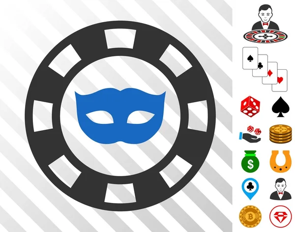 Private Maske Casino Chip-Symbol mit Bonus — Stockvektor