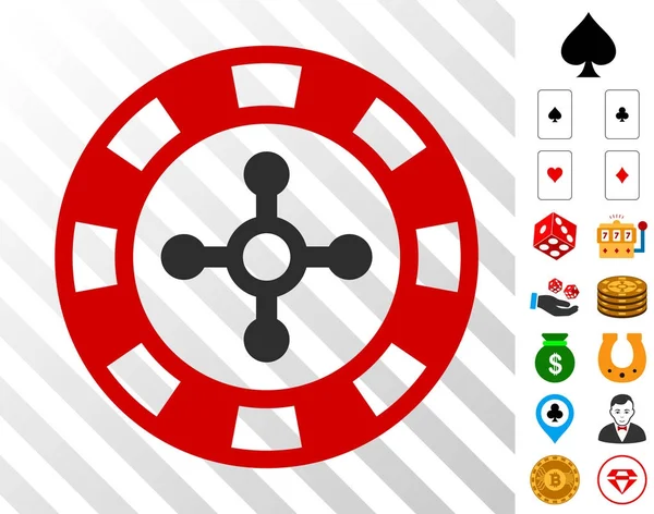 Ruleta Casino Chip Icono con Bono — Vector de stock