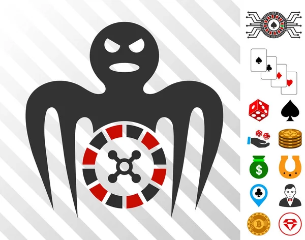 Roulette Spectre Monster pictogram met Bonus — Stockvector