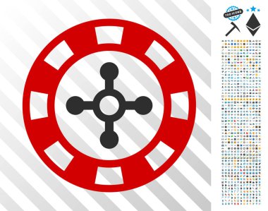 Bonus ile rulet Casino çip düz simgesi