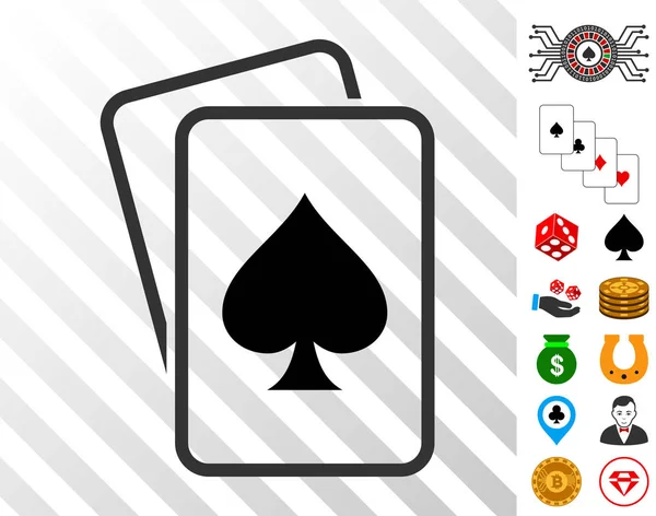 Rýč, hazardní hry ikonu karty s bonusem — Stockový vektor