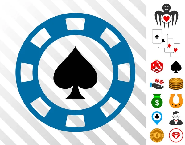 Spades Casino Chip Symbol mit Bonus — Stockvektor