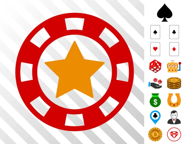 Ícone de Chip Star Casino com Bônus — Vetor de Stock