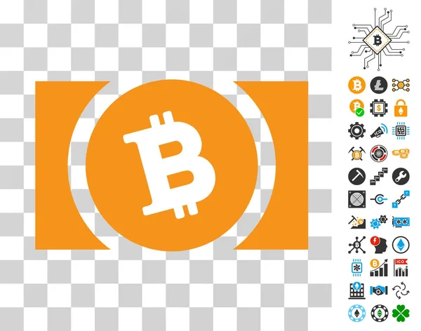 Bitcoin hotovosti ikona s bonusem — Stockový vektor