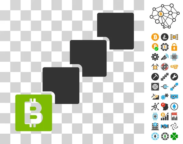 比特币 Blockchain 图标与奖金 — 图库矢量图片