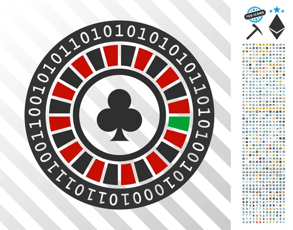 Digitale Casino Roulette platte pictogram met Bonus — Stockvector