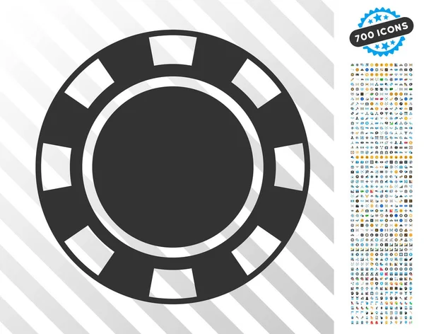 Casino Chip Flat icono con bonificación — Vector de stock