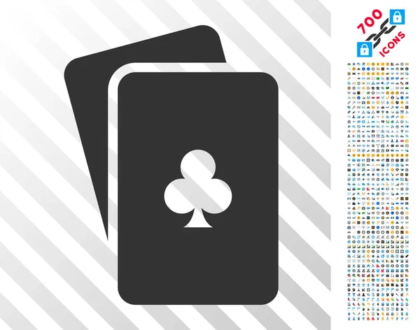 Clubs Cartes à jouer Icône plate avec Bonus — Image vectorielle