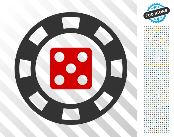 Dados Casino Chip icono plano con bono — Archivo Imágenes Vectoriales