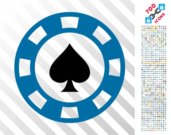 Spades Casino Chip Icono plano con bono — Archivo Imágenes Vectoriales