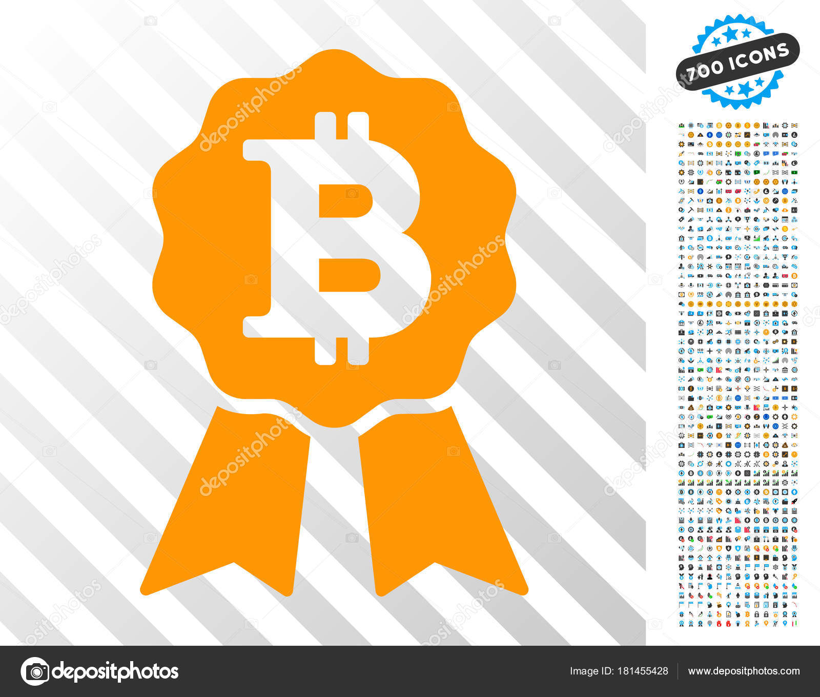 Bit!   coin Zertifikat Dichtung Flach Symbol Mit Bonus Stockvektor - 