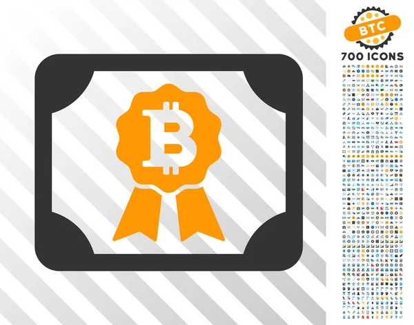 stock vector Bitcoin Diploma Flat Icon with Bonus