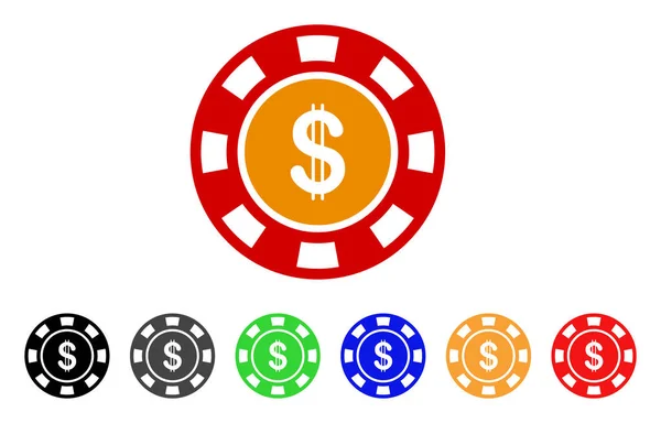 Casino van de dollar Chip Vector Icon — Stockvector