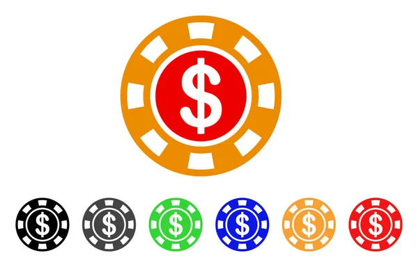 Dollar Casino Chip Vector Ícone — Vetor de Stock
