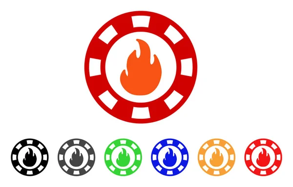 Fire Casino Chip Vector icono — Vector de stock