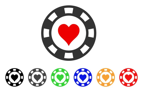 Corazón Casino Chip Vector icono — Vector de stock
