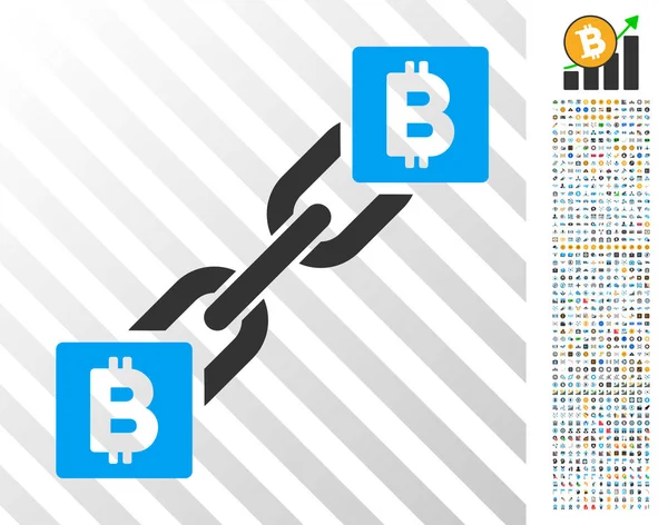 Ícone plano Bitcoin Blockchain com bônus — Vetor de Stock
