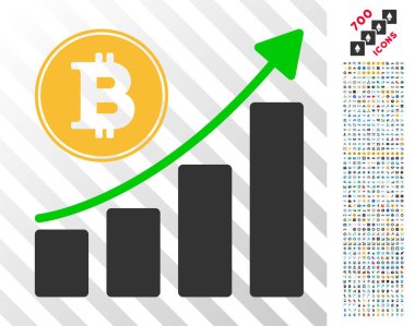 Grafik düz simgesini Bonus ile büyüyen Bitcoin