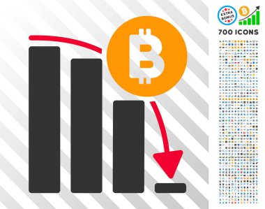 Bonus ile Bitcoin panik sonbahar grafik düz simgesi
