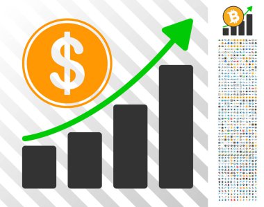 Bonus Doları büyüme grafik düz simgesi