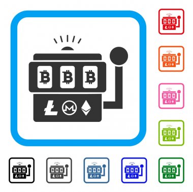Makine kumar Bitcoin simgesi çerçeveli