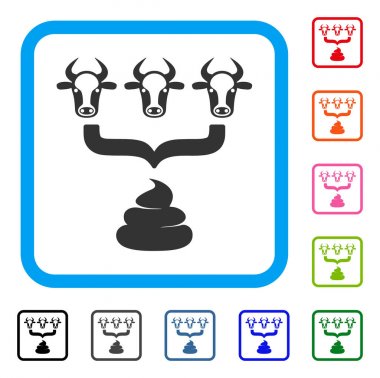 İnek gübresi toplayıcı huni simgesi çerçeveli