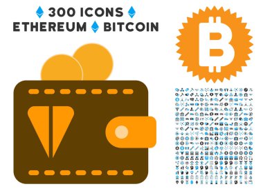 Bonus ile ton cüzdan düz simgesi