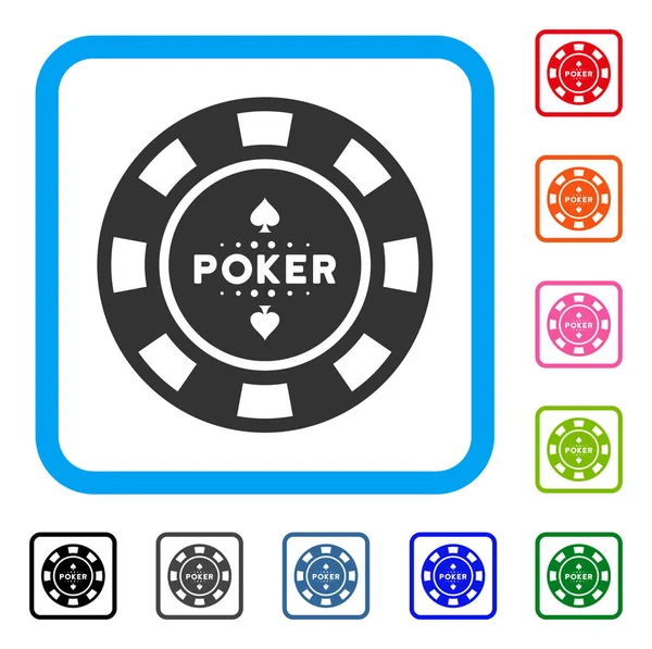 Poker Casino Chip Icono enmarcado — Archivo Imágenes Vectoriales