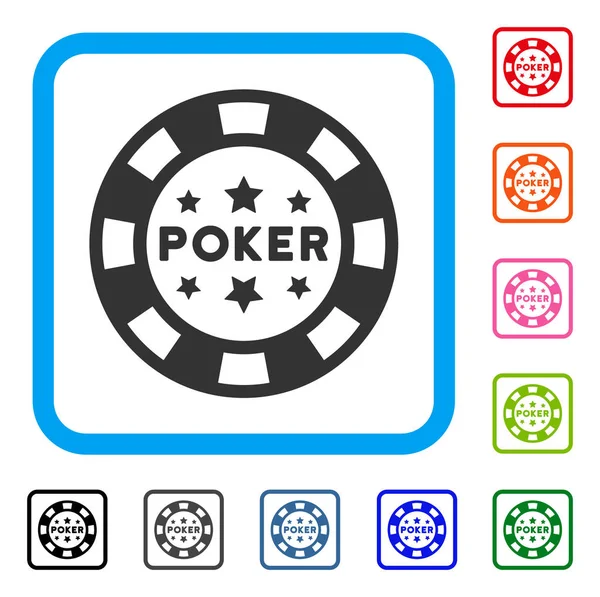 Poker Casino Chip Icono enmarcado — Archivo Imágenes Vectoriales