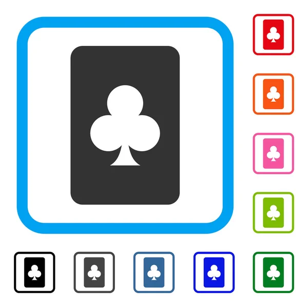 Clubs Carte de jeu Icône encadrée — Image vectorielle