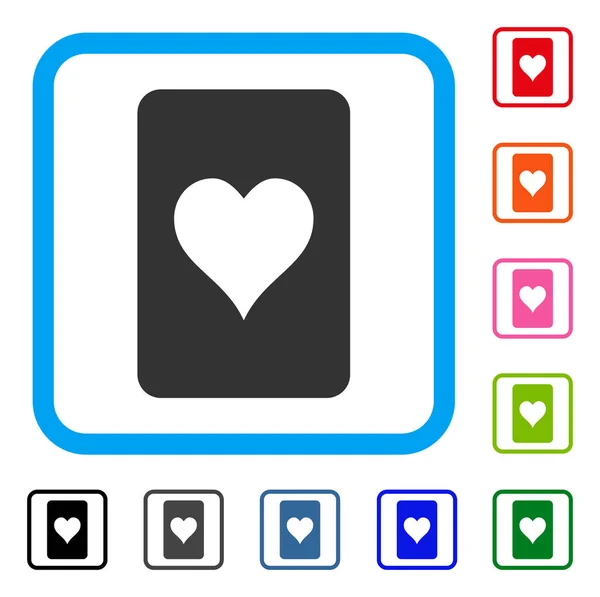 Corazones tarjeta de juego Icono enmarcado — Vector de stock