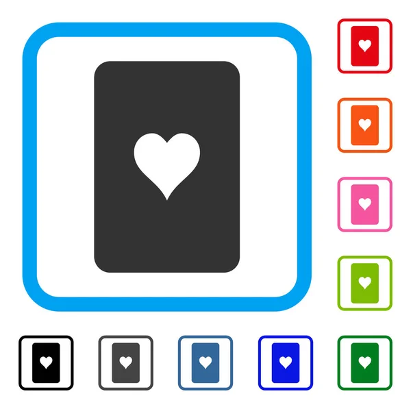 Herzen Spielkarte gerahmte Ikone — Stockvektor