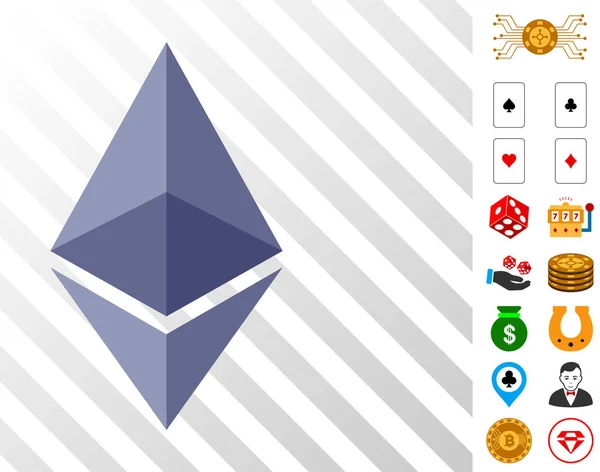 Ethereum Crystal Icon with Bonus — Stock Vector