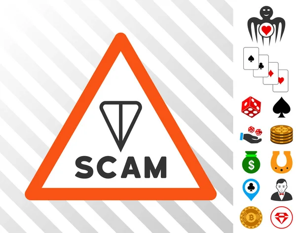 Ton Scam Warning Icon with Bonus — Stock Vector