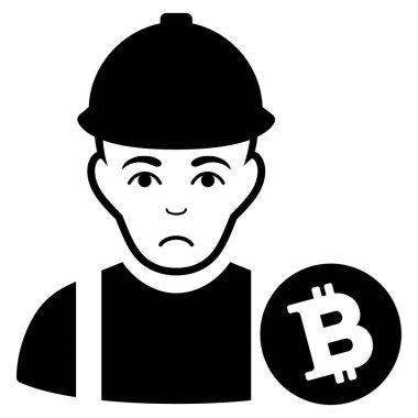 Üzgün Bitcoin madenci siyah simgesi