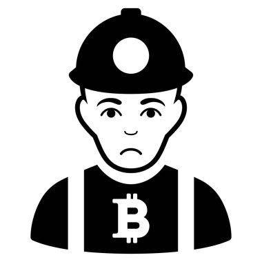 Üzgün Bitcoin madenci siyah simgesi