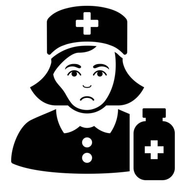 Üzgün eczacı Bayan siyah simgesi